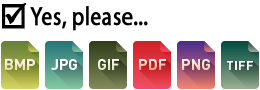 Acceptable filetypes include: *.bmp, *.jpg, *.gif, *.pdf, *.png and *.tiff